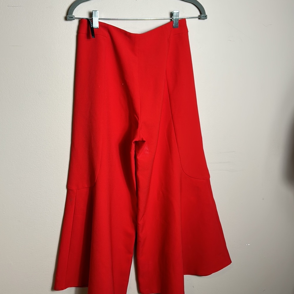 Topshop Red Wide Leg Flare Pants size 4 - Picture 7 of 9